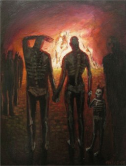 Skelebone family. 2008, Oil paniting on canvas, 30cm x 40cm SOLD